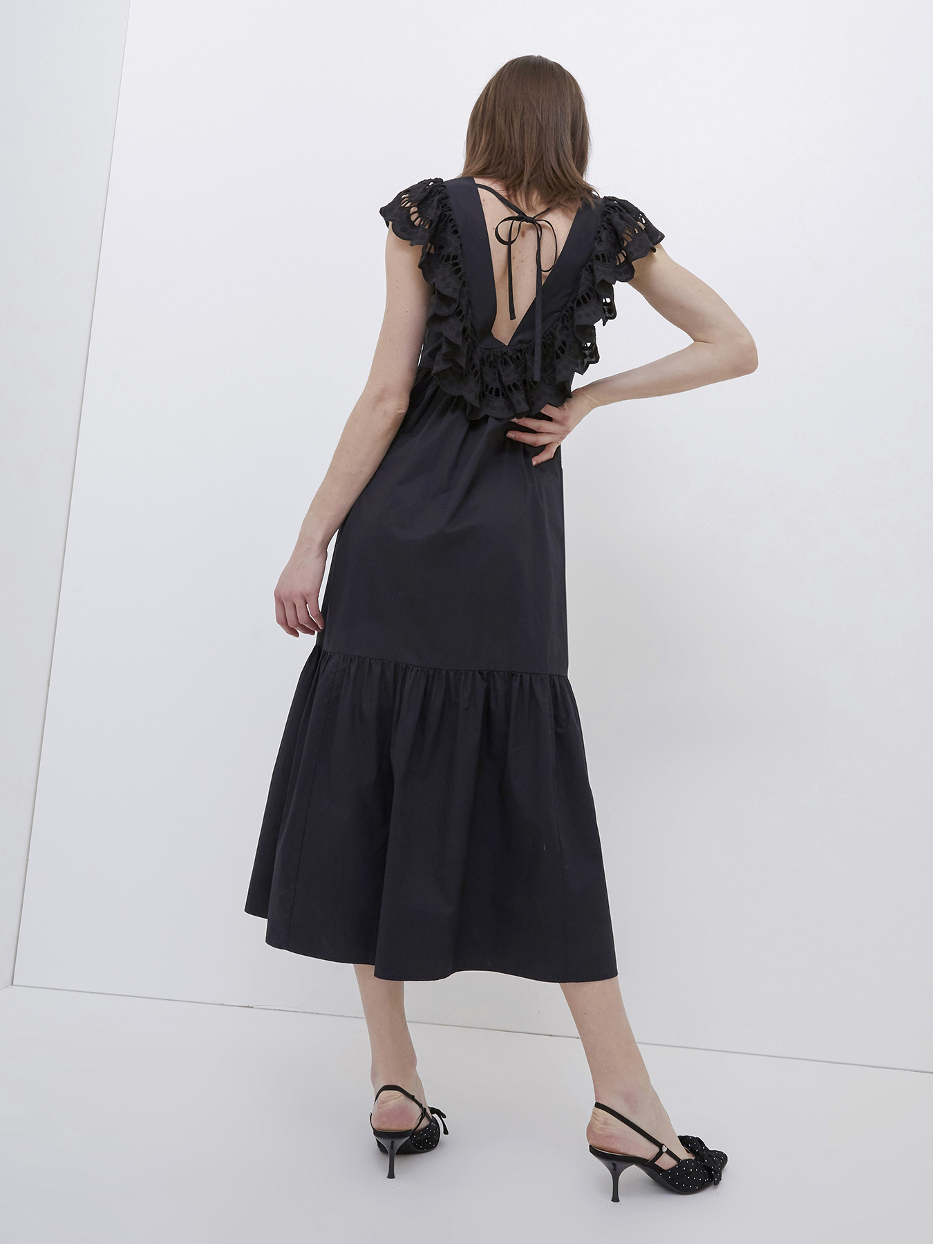 Vestito lungo con balze in sangallo image number 2