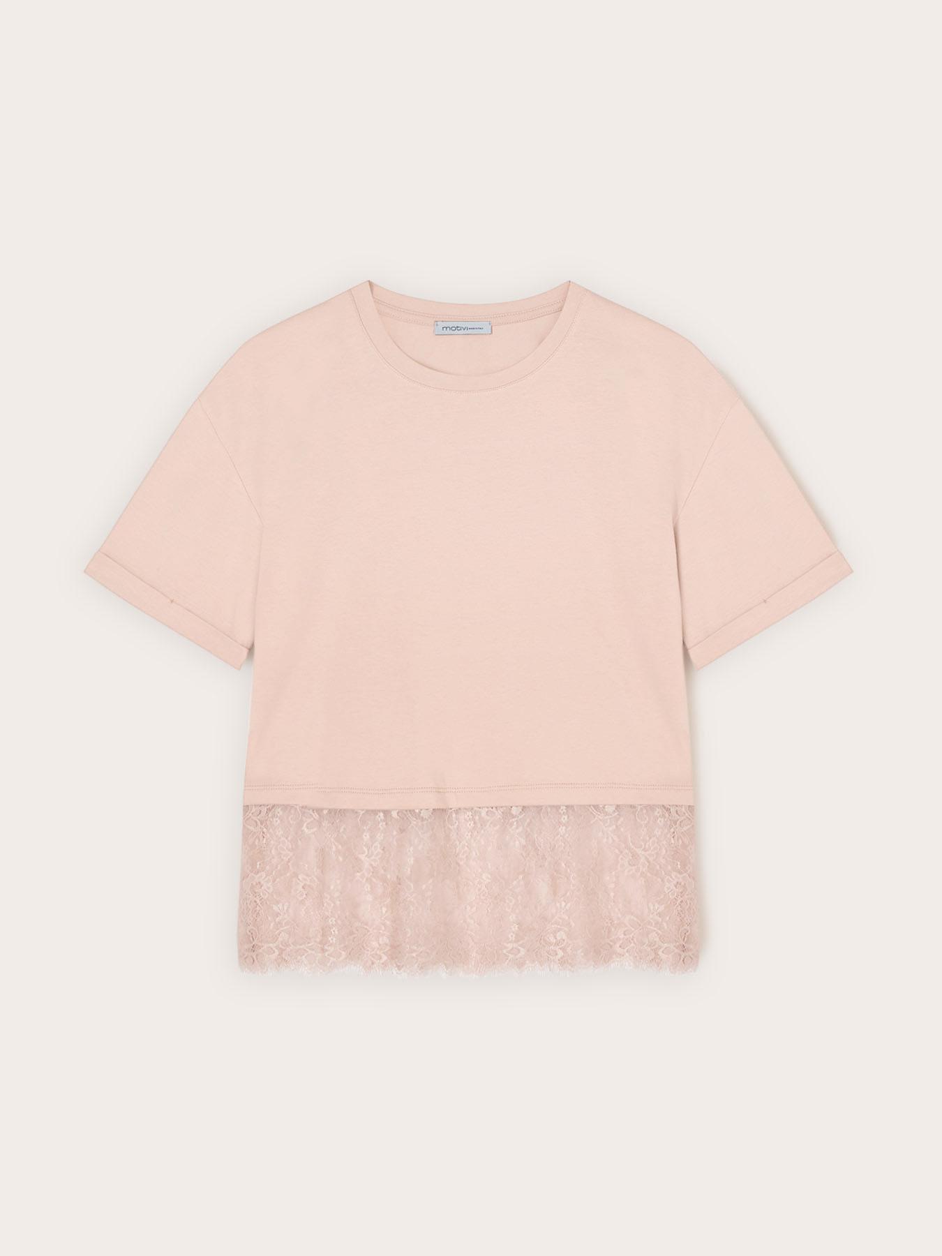 T-shirt con inserto in pizzo image number 4