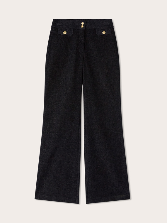 Pantalones palazzo de terciopelo liso