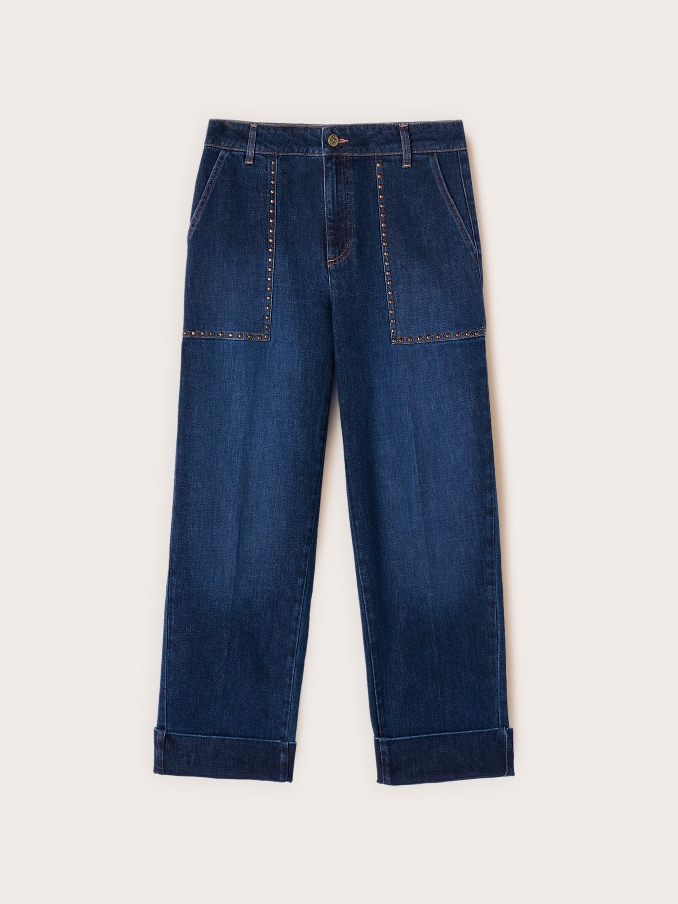 Cuffed jeans with studs image number 4