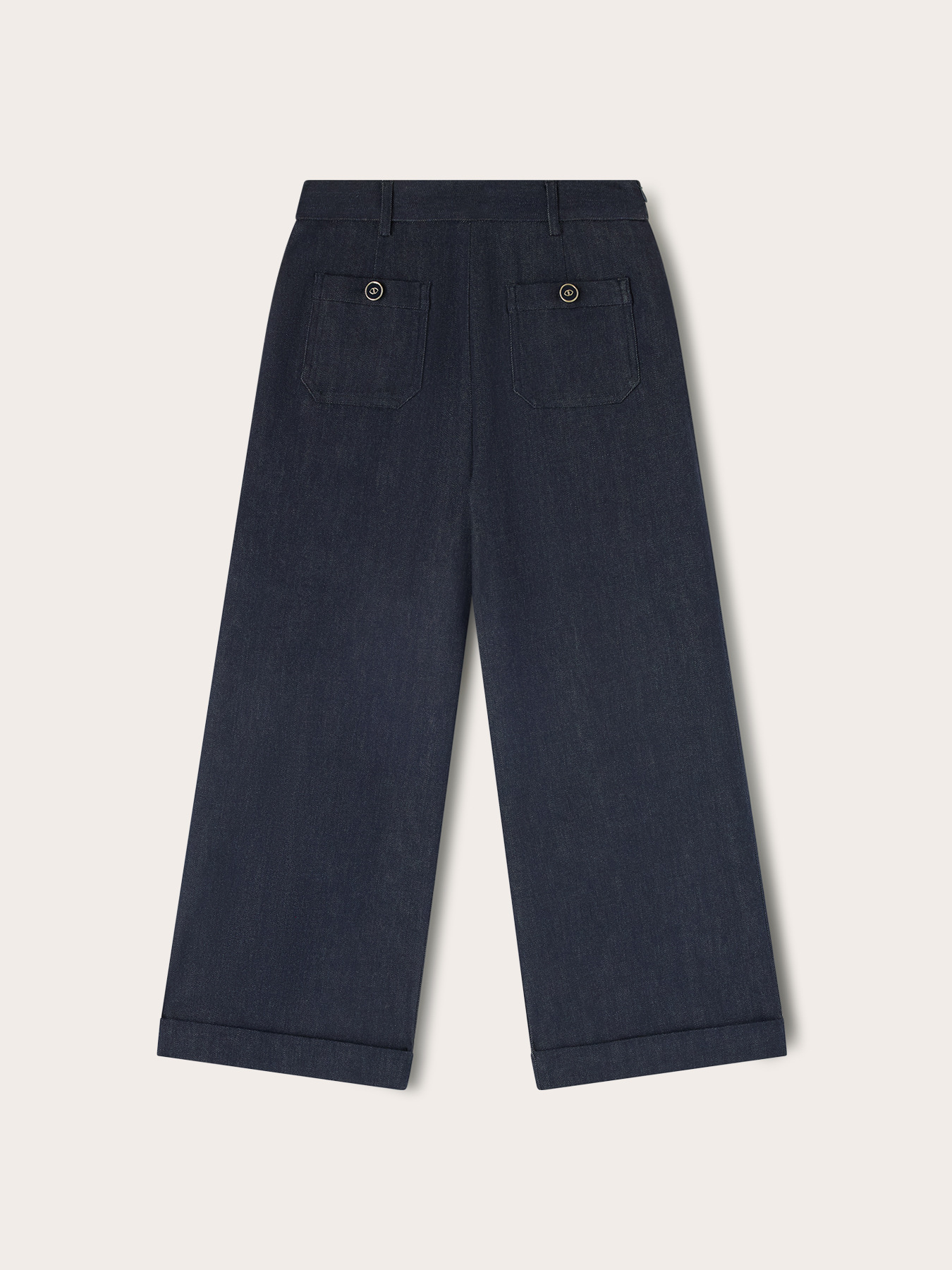 Jeans cropped wide leg con bottoni gioiello image number 4