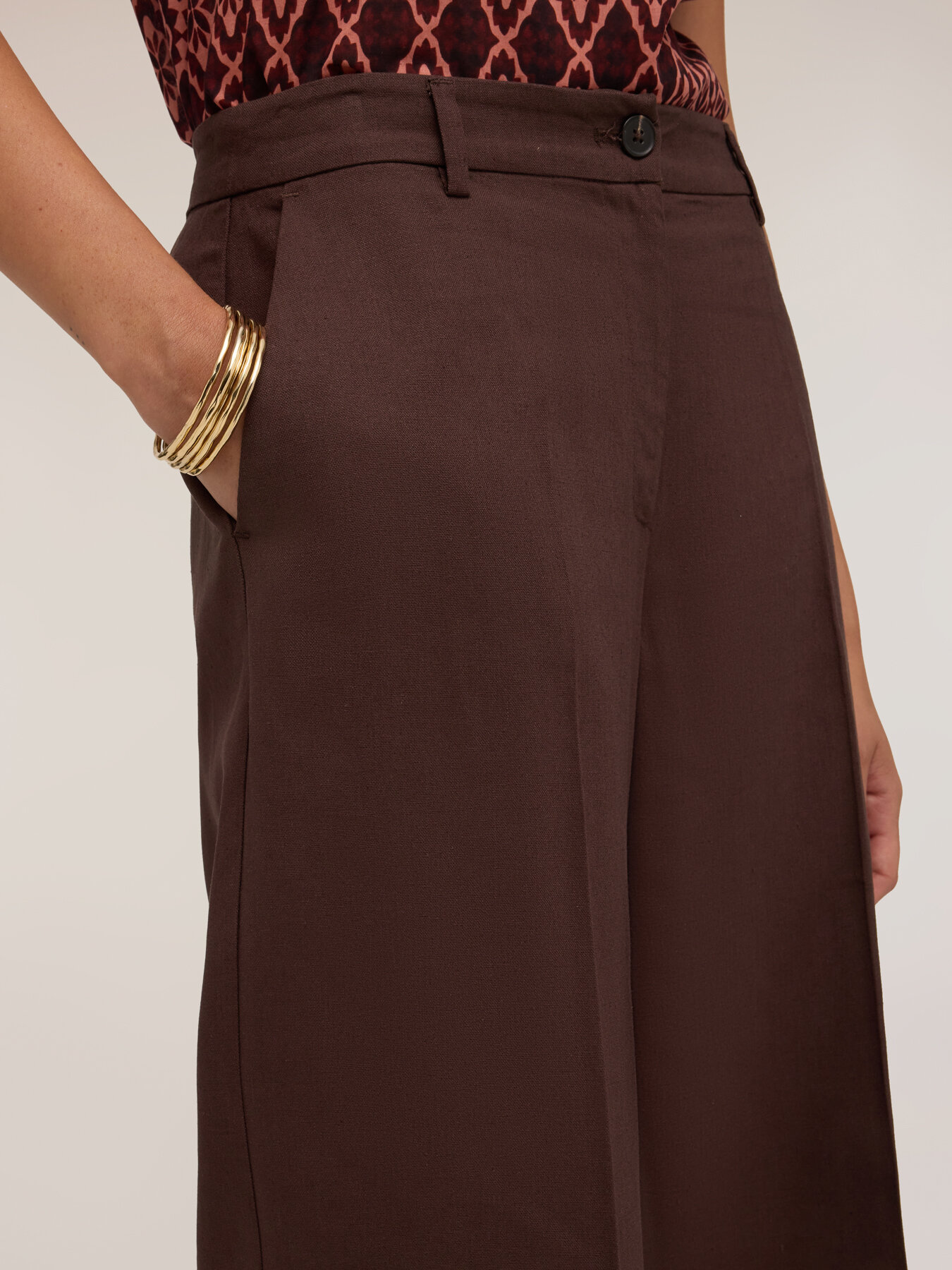 Palazzo-Hose mit B&uuml;gelfalte aus Leinenmischung image number 3