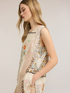Asymmetric satin top with print image number 2