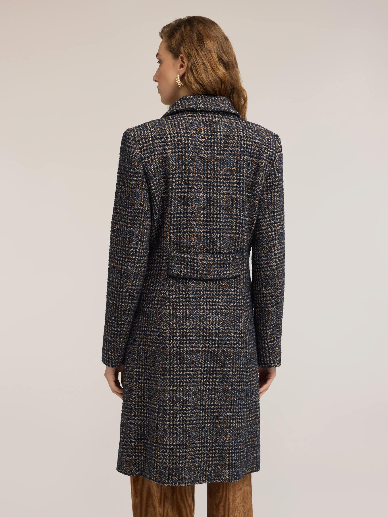 Double-breasted check wool-blend coat image number 1