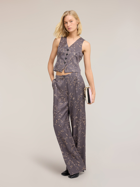 Palazzo pants in viscose twill with floral print