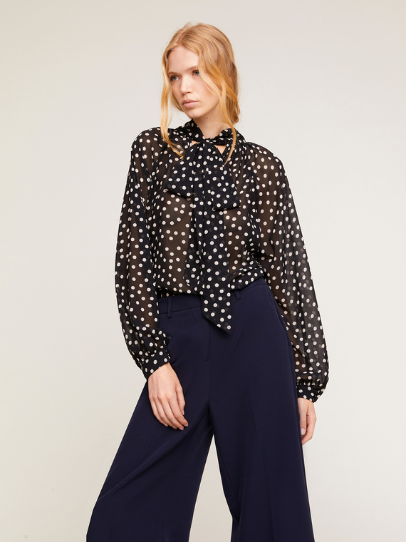 Oversize-Bluse mit Polka-Dot-Print