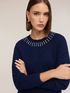Gerippter Pullover aus Wollmischung mit Steinbesatz image number 3