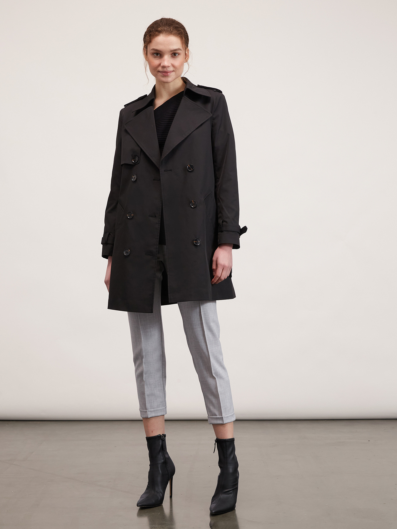 Double-breasted medium length trench coat image number 0