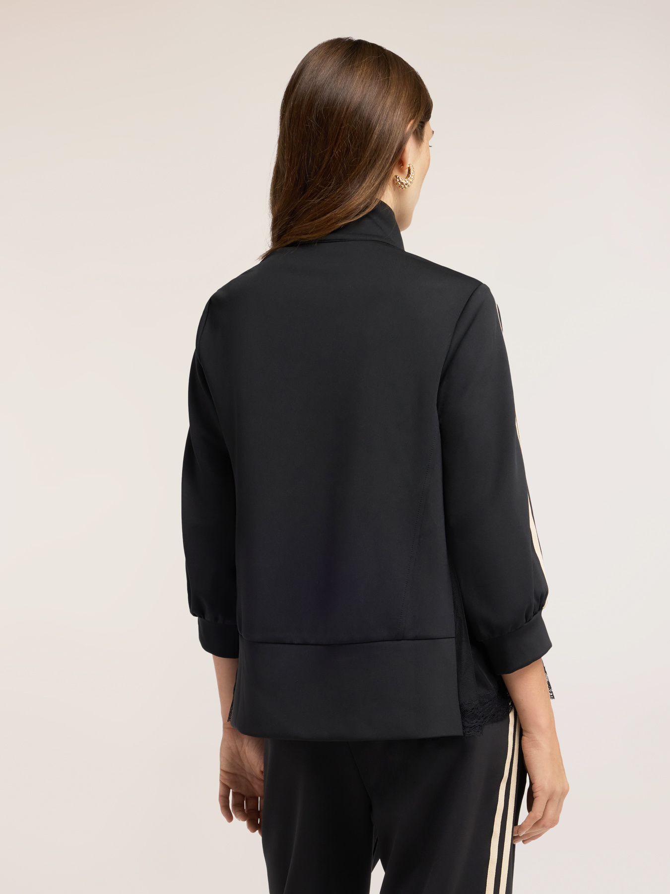 Sweat oversize avec zip et insert en dentelle image number 1
