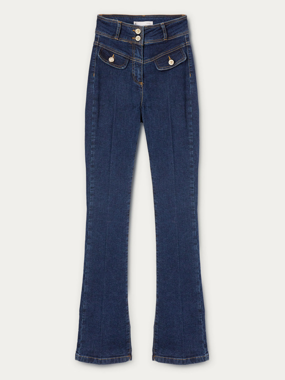Flared jeans with yoke and pockets
