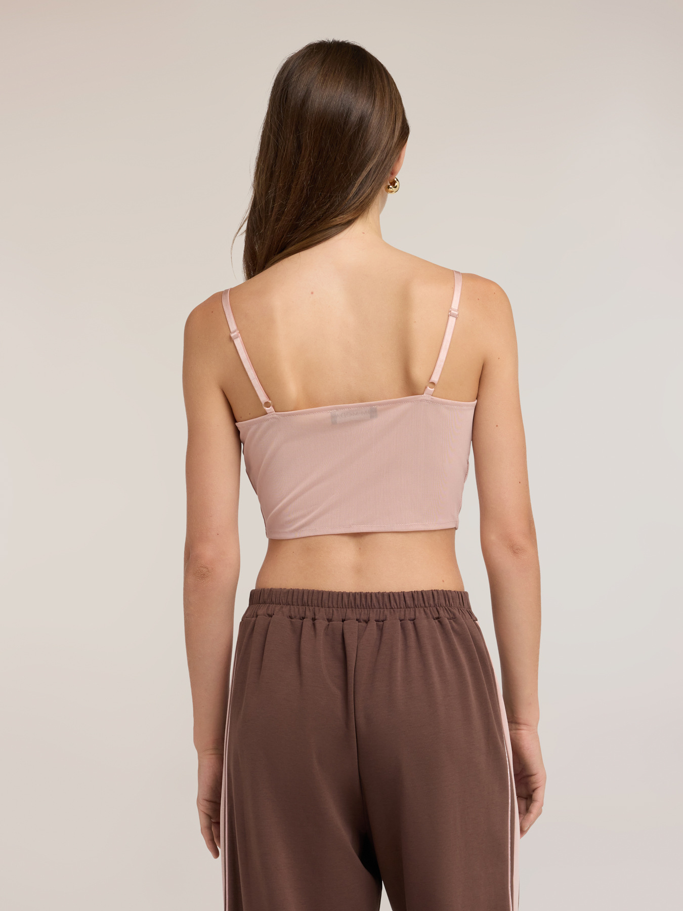 Crop top in tulle with micro-rhinestones image number 1