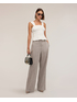 Pantalon palazzo en m&eacute;lange de lin avec pli marqu&eacute; image number 0