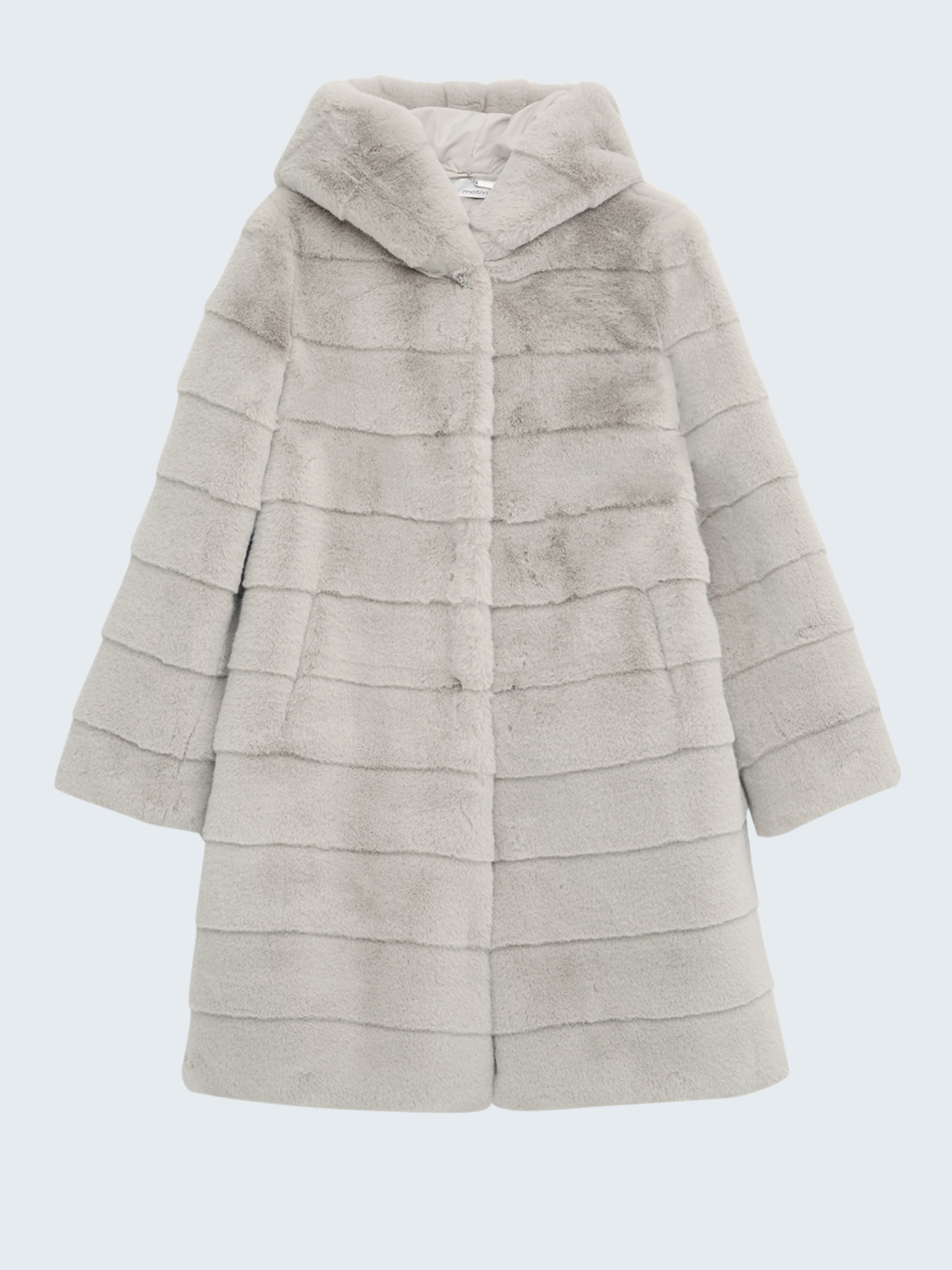 Cappotto con cappuccio in simil pelliccia image number 3