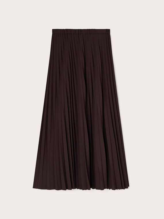 Long pleated viscose-blend skirt
