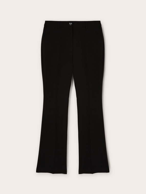 Technical fabric flared trousers