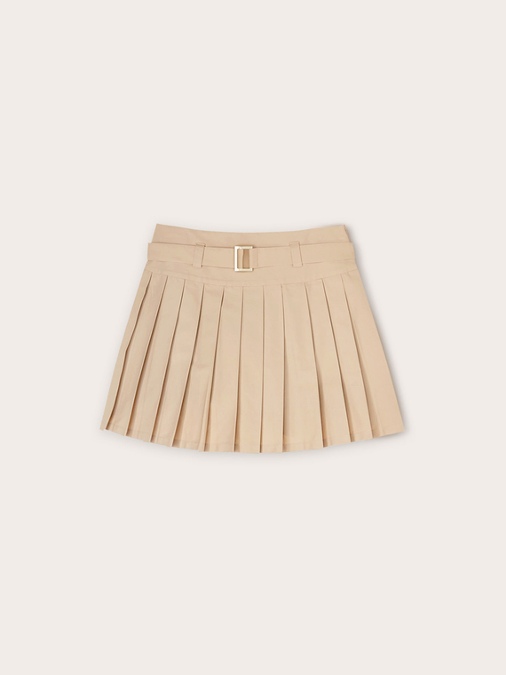 Short pleated belted skirt