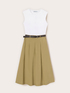 Midi dress with belt and poplin skirt image number 4