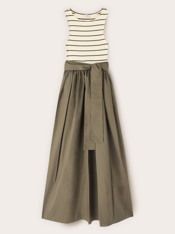 Dress with poplin skirt and striped top