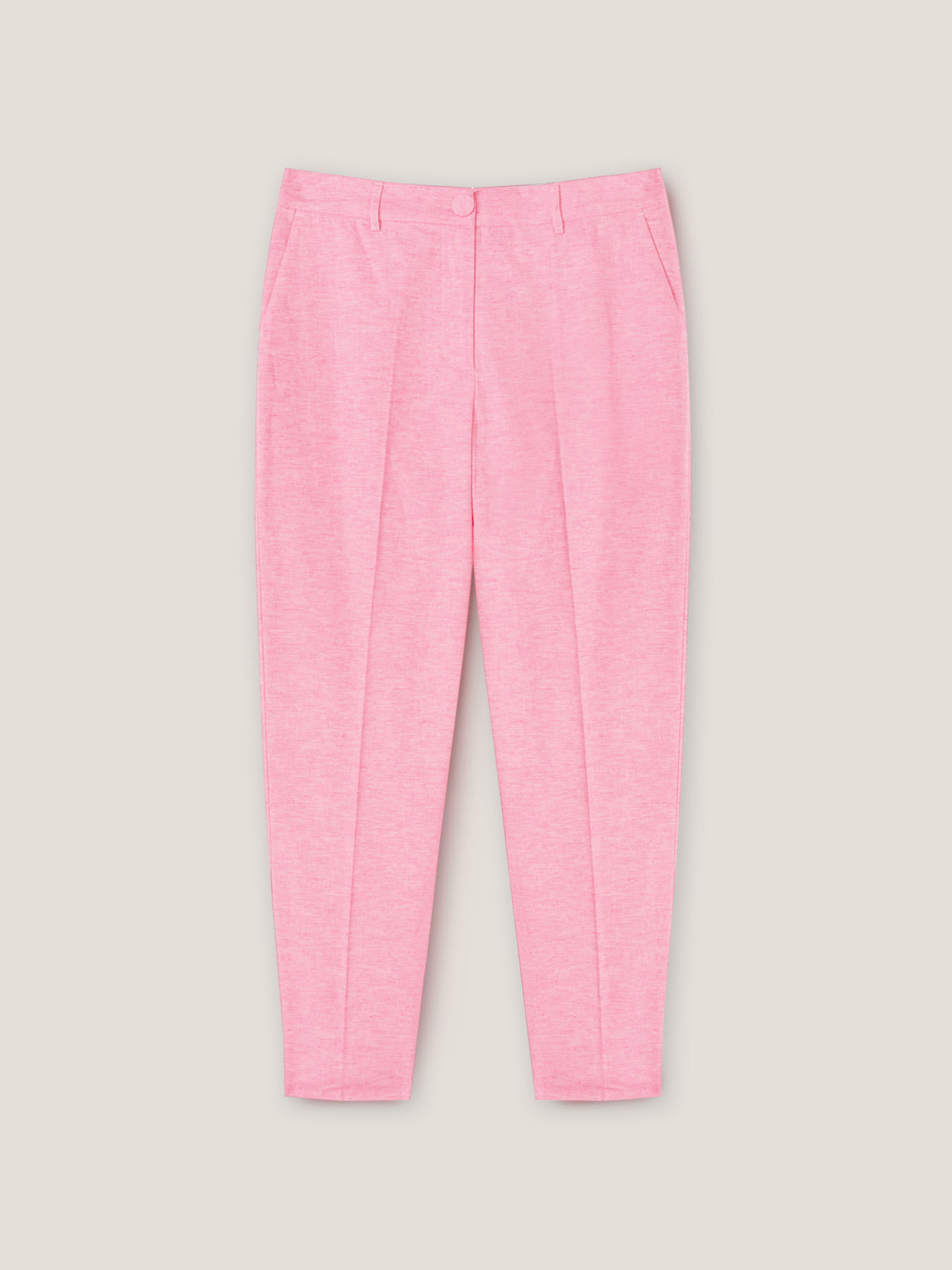 Pantaloni gamba regular in cotone lino image number 4