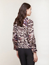 Satin blouse with animal print collar image number 1