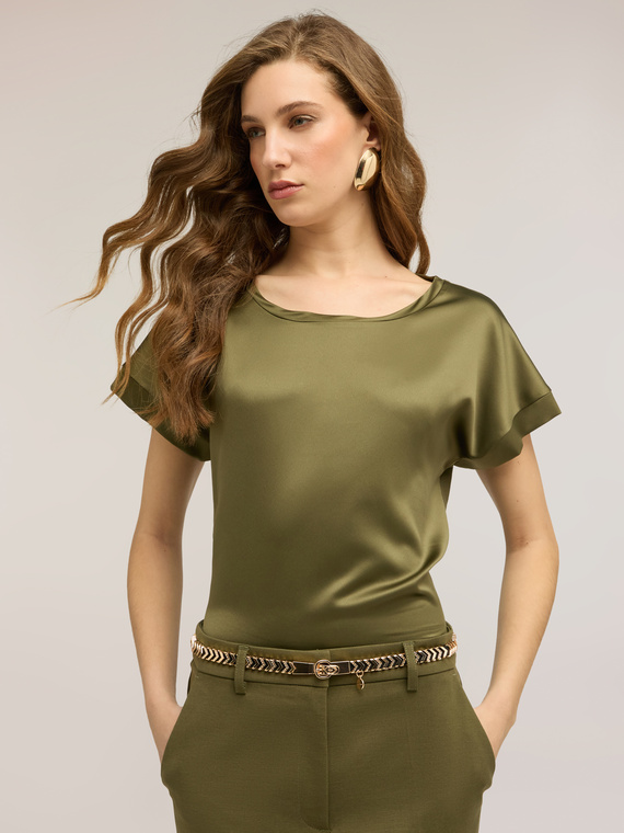 Tricou bimaterial din amestec de bumbac