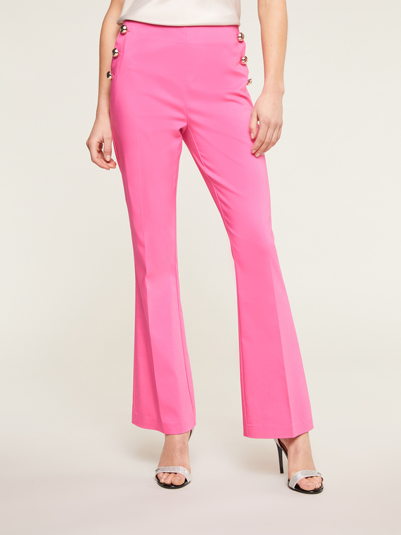 Flare trousers with side button motif