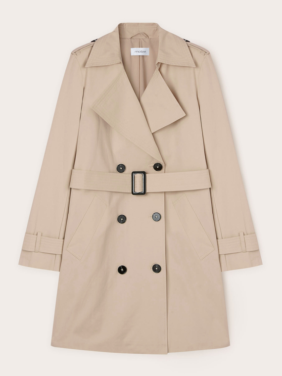 Zweireihiger Trenchcoat aus technischem Gewebe