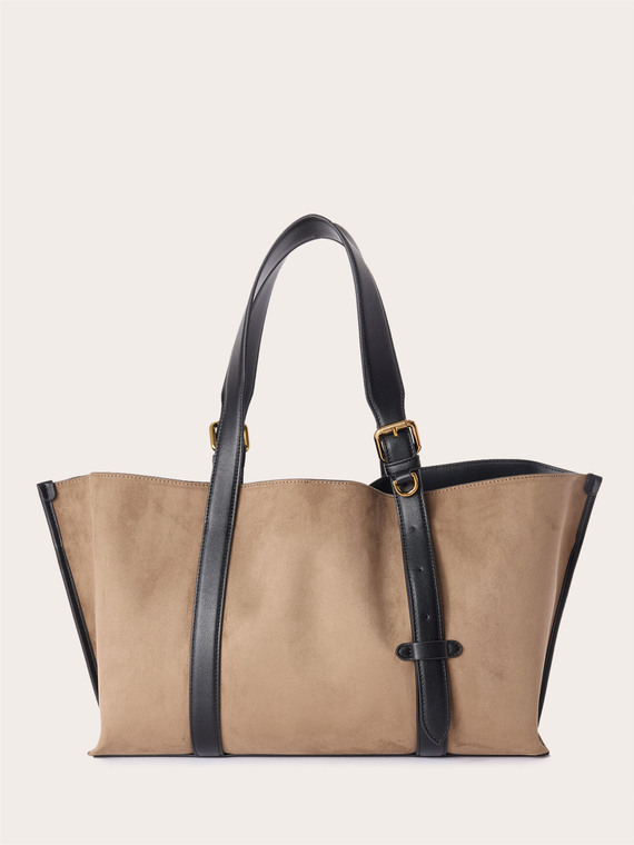 Sac cabas avec anses &agrave; boucle et d&eacute;tails contrast&eacute;s