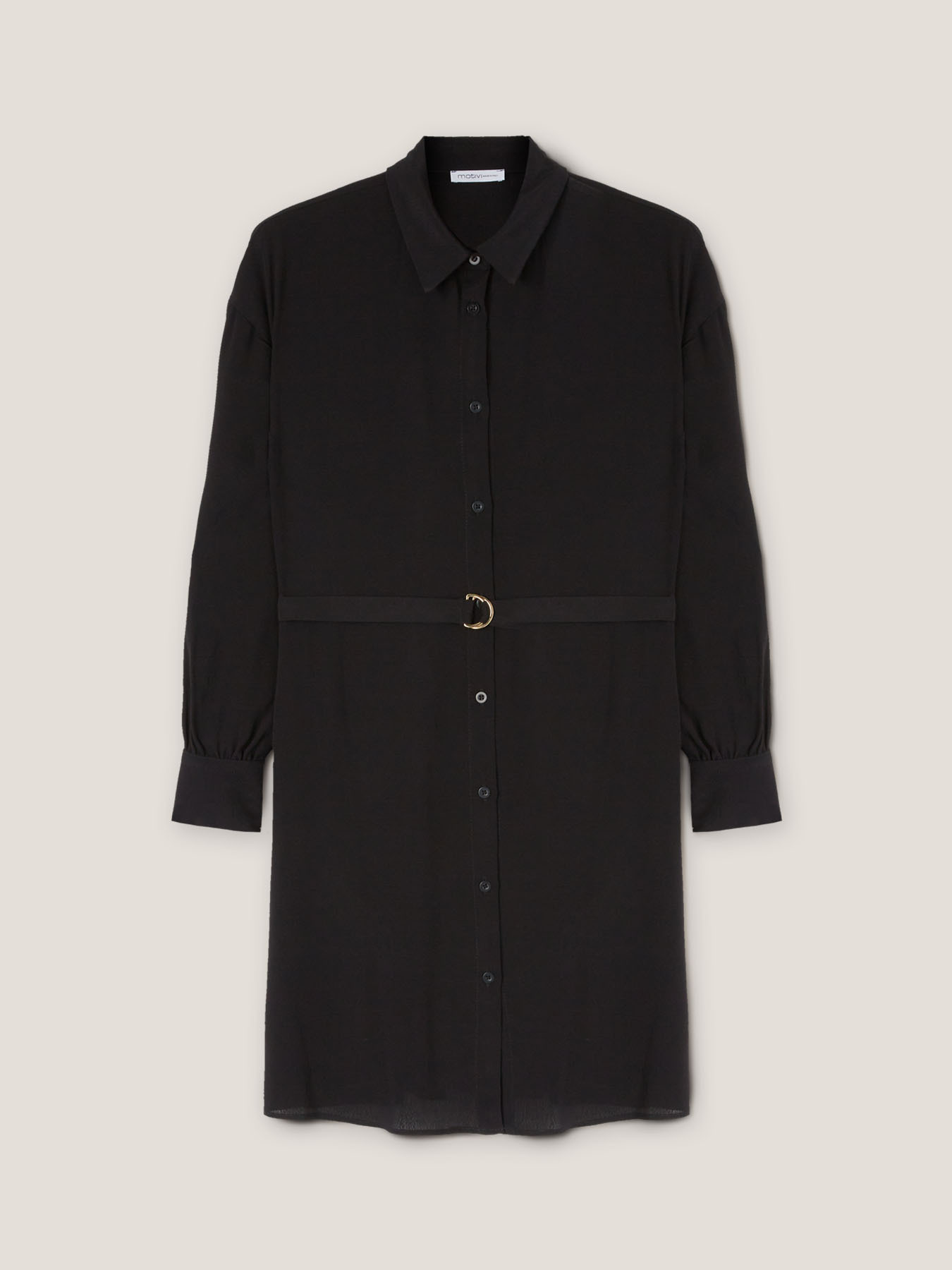 Rochie-cămașă scurtă cu curea image number 3