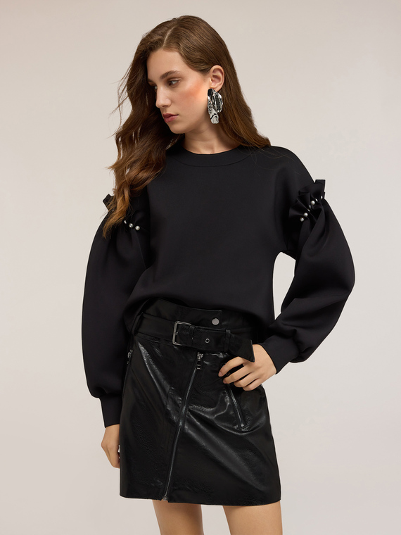 Scuba sweatshirt with pearl detail