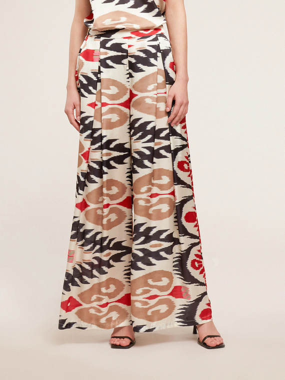 Palazzo trousers with ethnic pattern