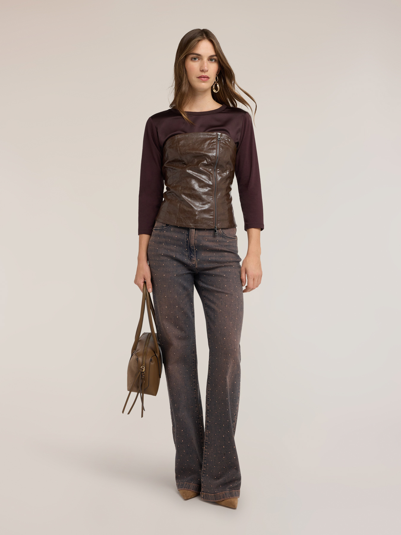 Two-tone T-shirt with three-quarter sleeves image number 3