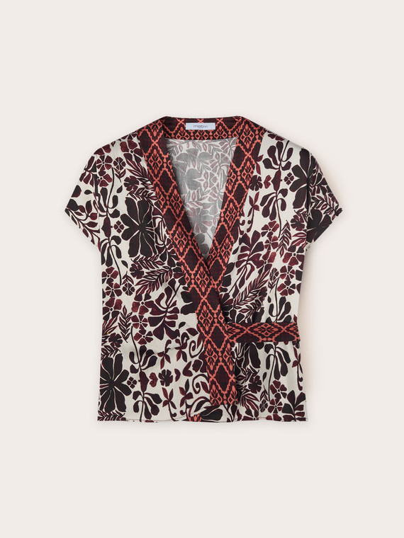 Blouse kimono &agrave; motif boh&egrave;me