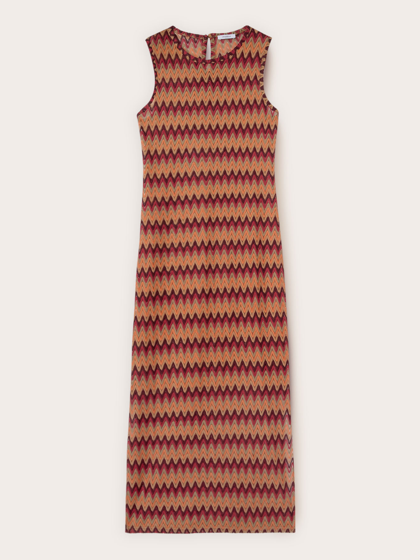 Long chevron pattern knit dress image number 4