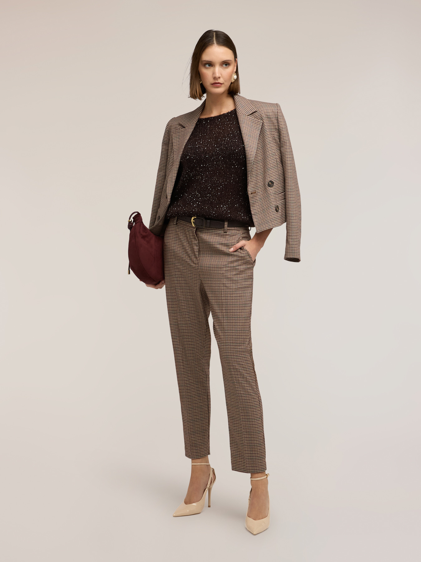 Regular fit pants with check pattern image number 1