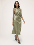 Dress with draping in jacquard satin image number 3
