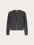 Short cardigan with lurex fan-stitch knit image number 4