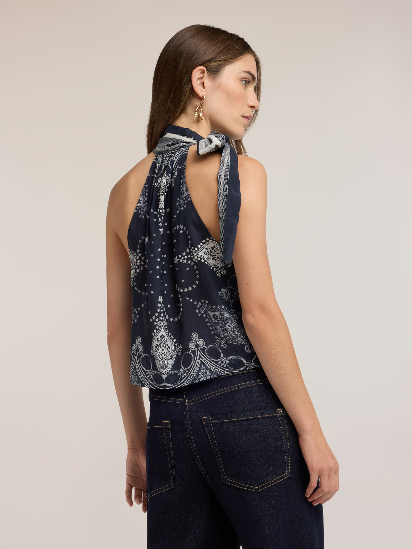 Cotton muslin top with print image number 1