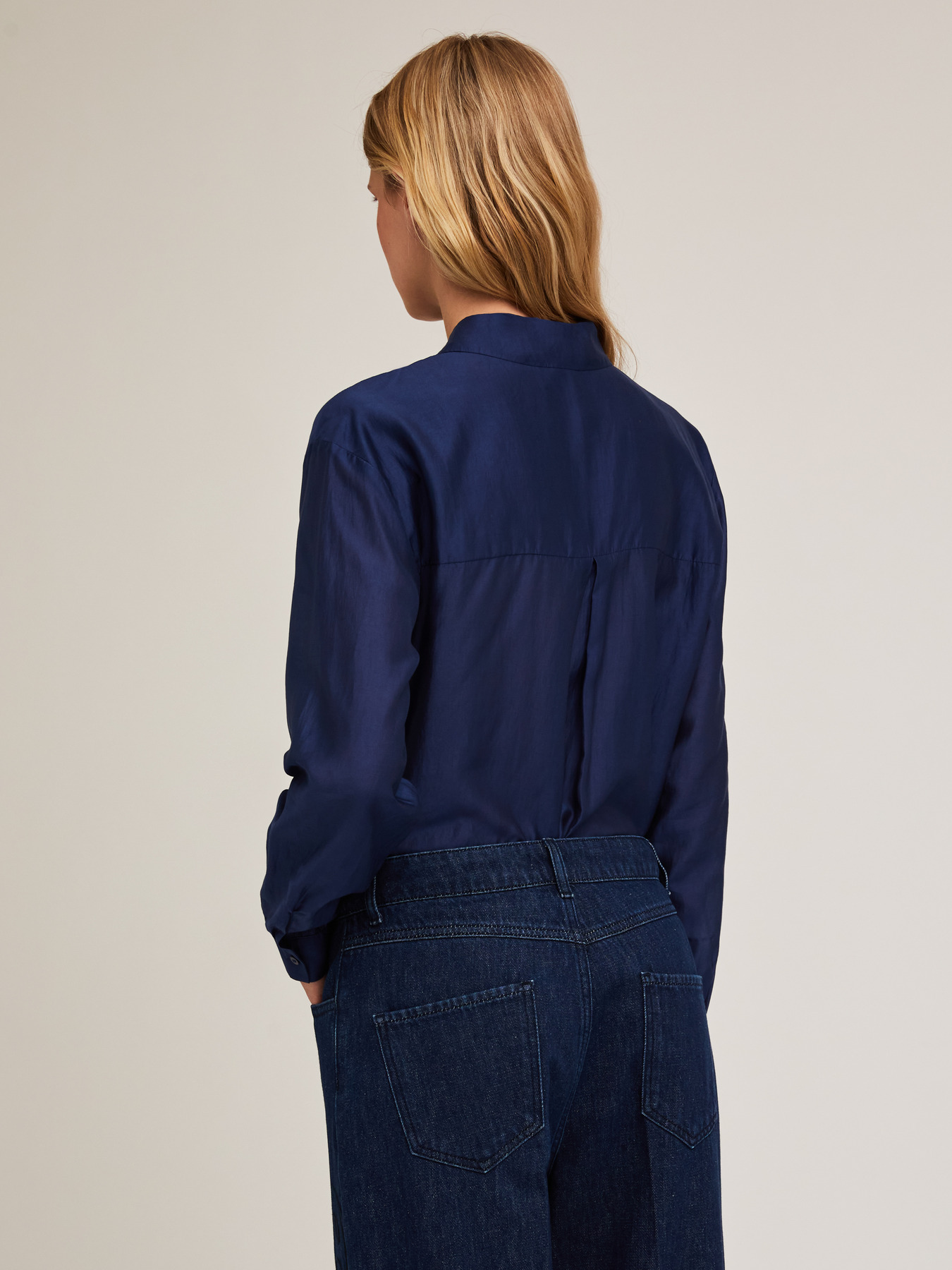 Camicia misto lyocell tinta unita image number 1