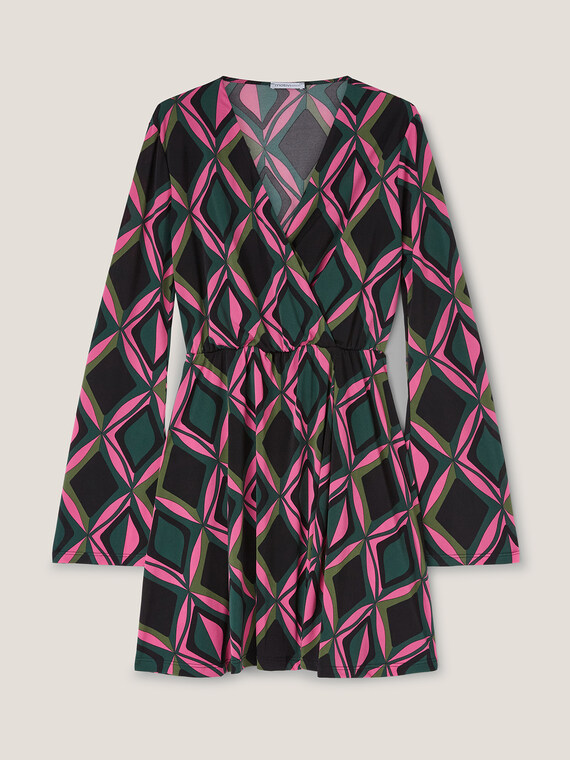 Robe courte en jersey à motifs géométriques