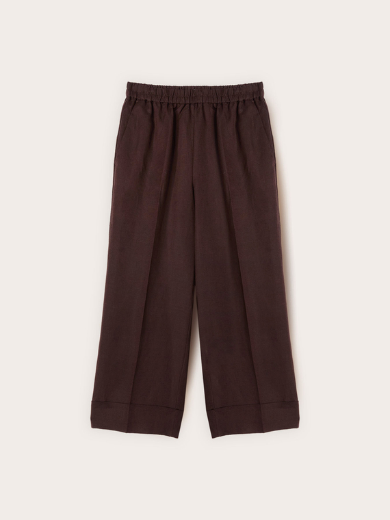 Pantalon court en m&eacute;lange de lin