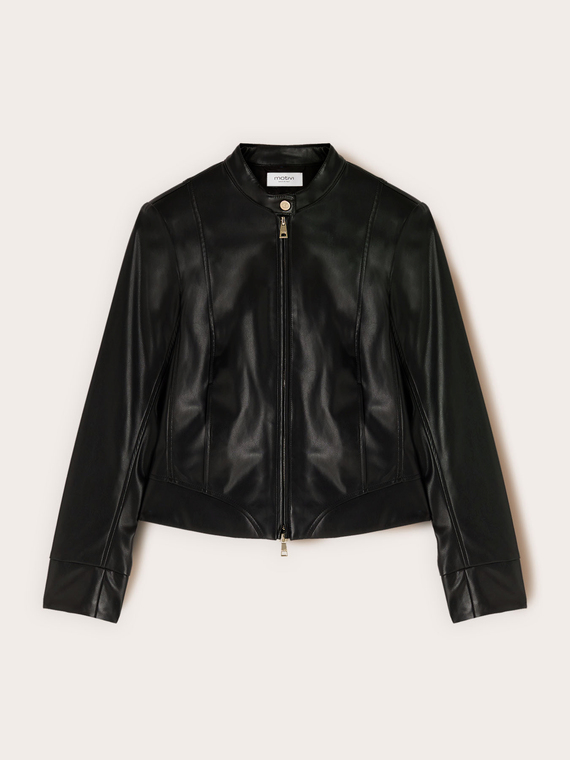 Short jacket with zip and mandarin collar