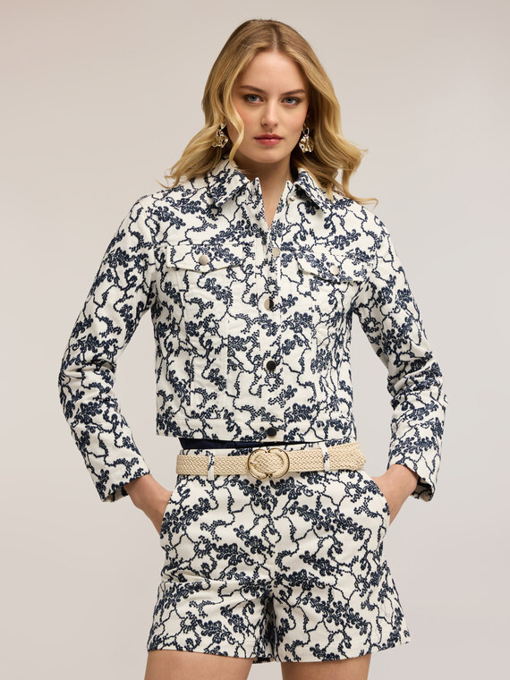 Veste en drill avec broderie florale