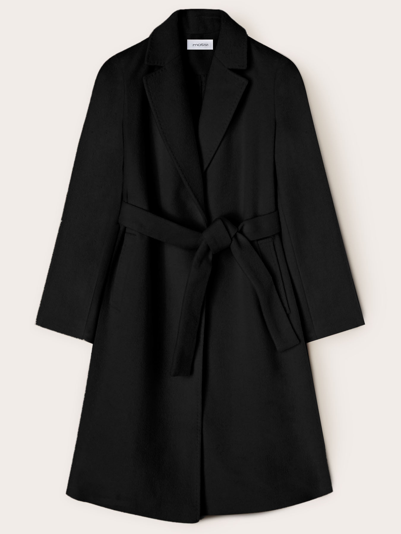Manteau mi-long avec ceinture en laine m&eacute;lang&eacute;e image number 4