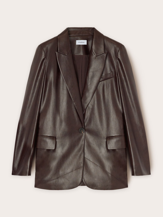 Single-breasted blazer in coated fabric