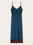 Robe regular en cr&ecirc;pe de chine avec dentelle image number 4