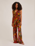 Long jungle-patterned chiffon jumpsuit image number 0