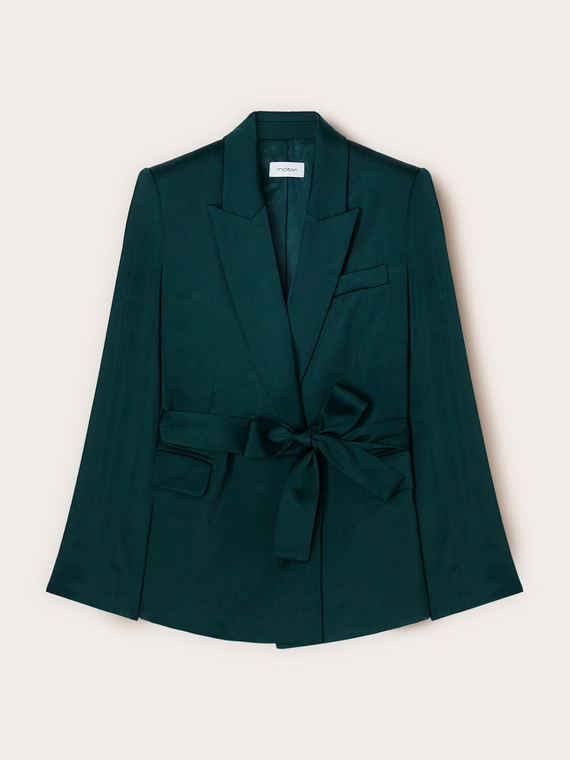 Veste fluide en satin avec ceinture