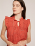 Blouse with flounces on the sleeves in broderie anglaise image number 2