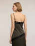 Asymmetrical satin top with lace image number 1